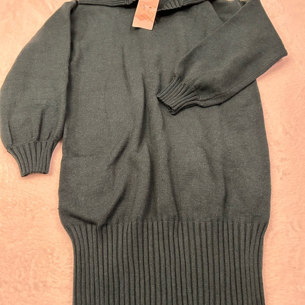 Dark‎ Green Knit Fashion Cowl Sweater